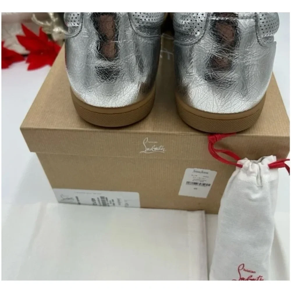 Christian Louboutin tutti rui low top metallic leather sneakers size 43